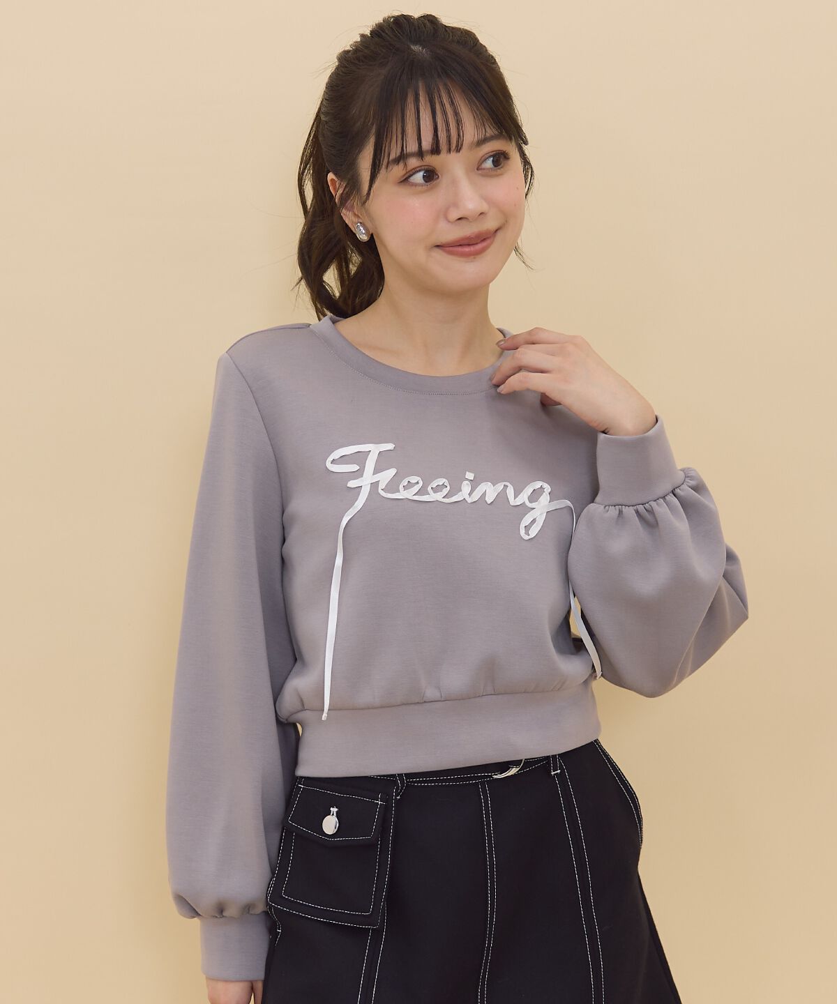 REDYAZEL「テープ刺繍スウェット」|Tシャツ・カットソー|グレー