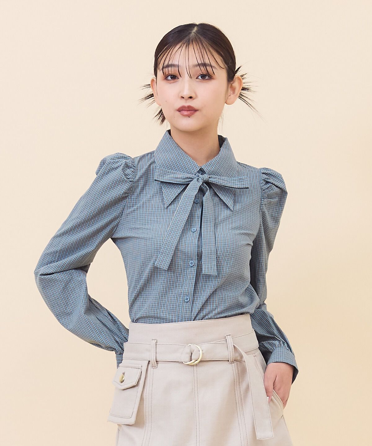 REDYAZEL「リボンタイパフスリーブブラウス」|シャツ・ブラウス|