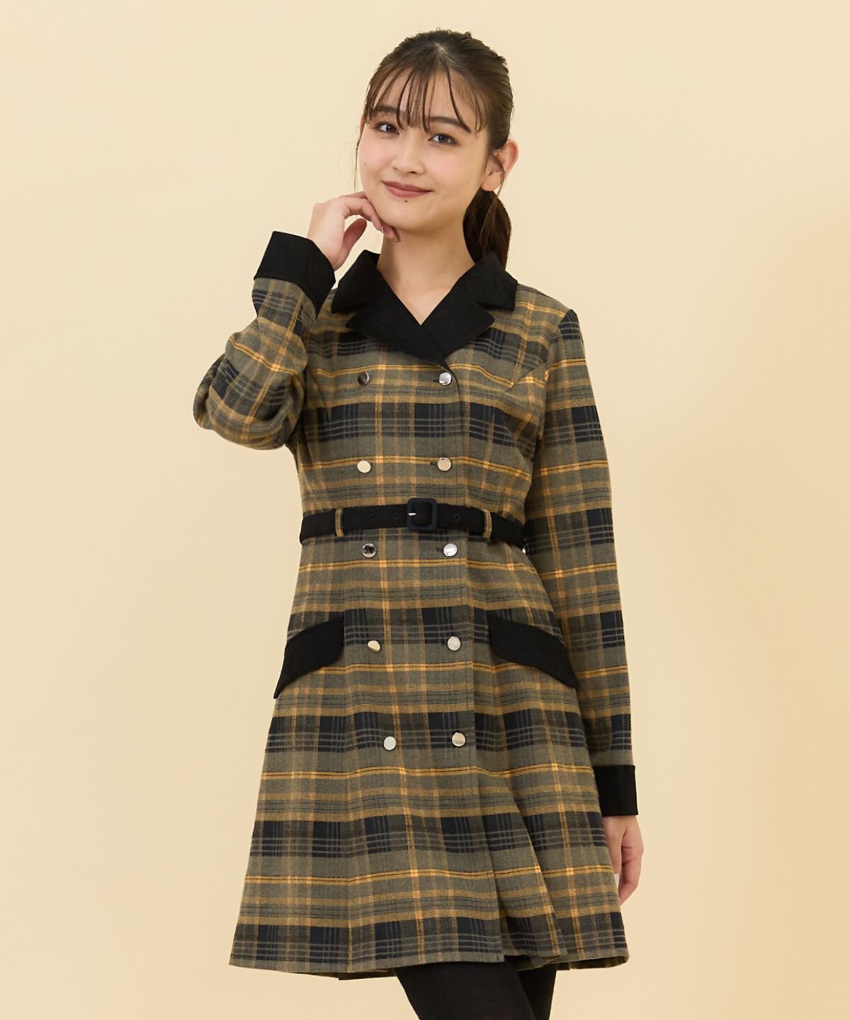 REDYAZEL「チェックダブルミニワンピース」|ワンピース|黒系チェック