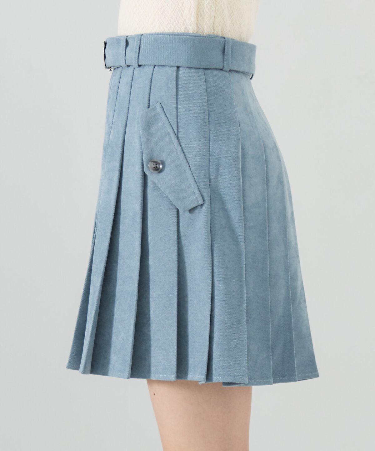 REDYAZEL「ベルテッドプリーツミニスカート」|フレア|