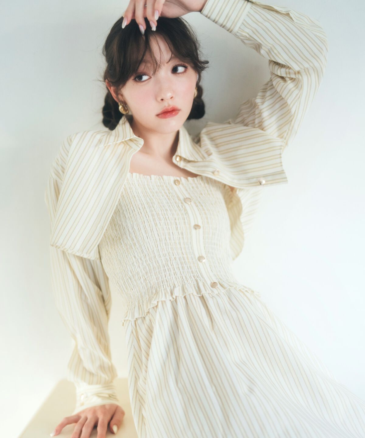 REDYAZEL「ストライプシャツ＆ミニワンピースセット」|ワンピース|