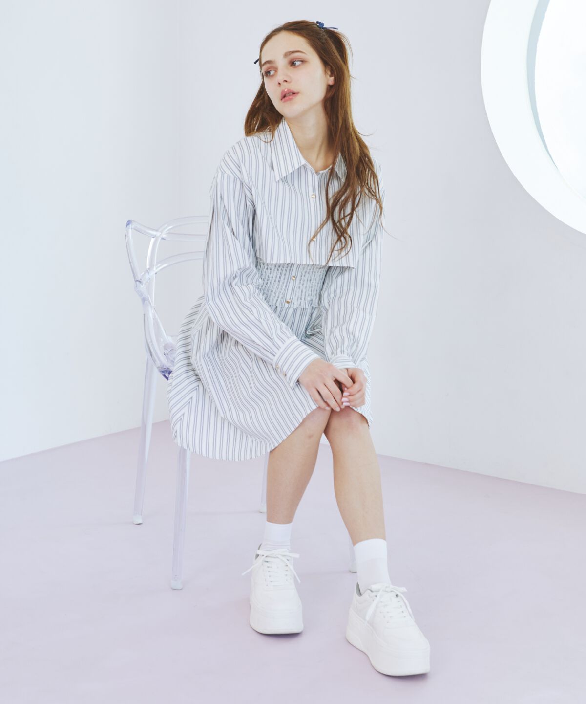 REDYAZEL「ストライプシャツ＆ミニワンピースセット」|ワンピース|ブルー