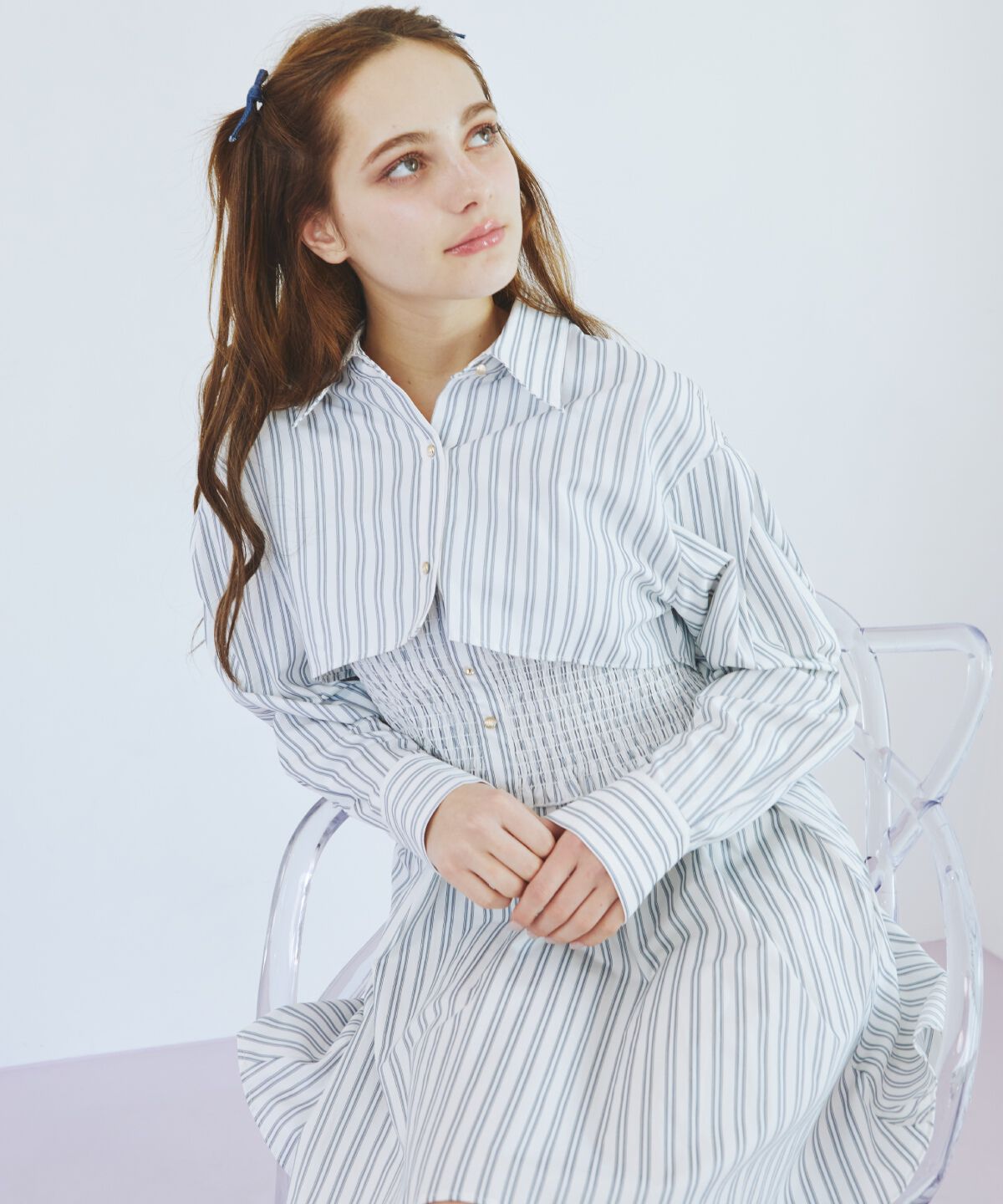 REDYAZEL「ストライプシャツ＆ミニワンピースセット」|ワンピース|