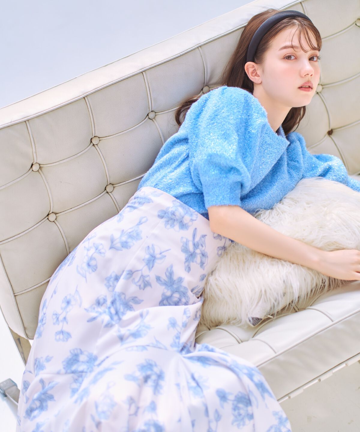 WILLSELECTION「ラインフラワーボリュームスカート」|フレア|