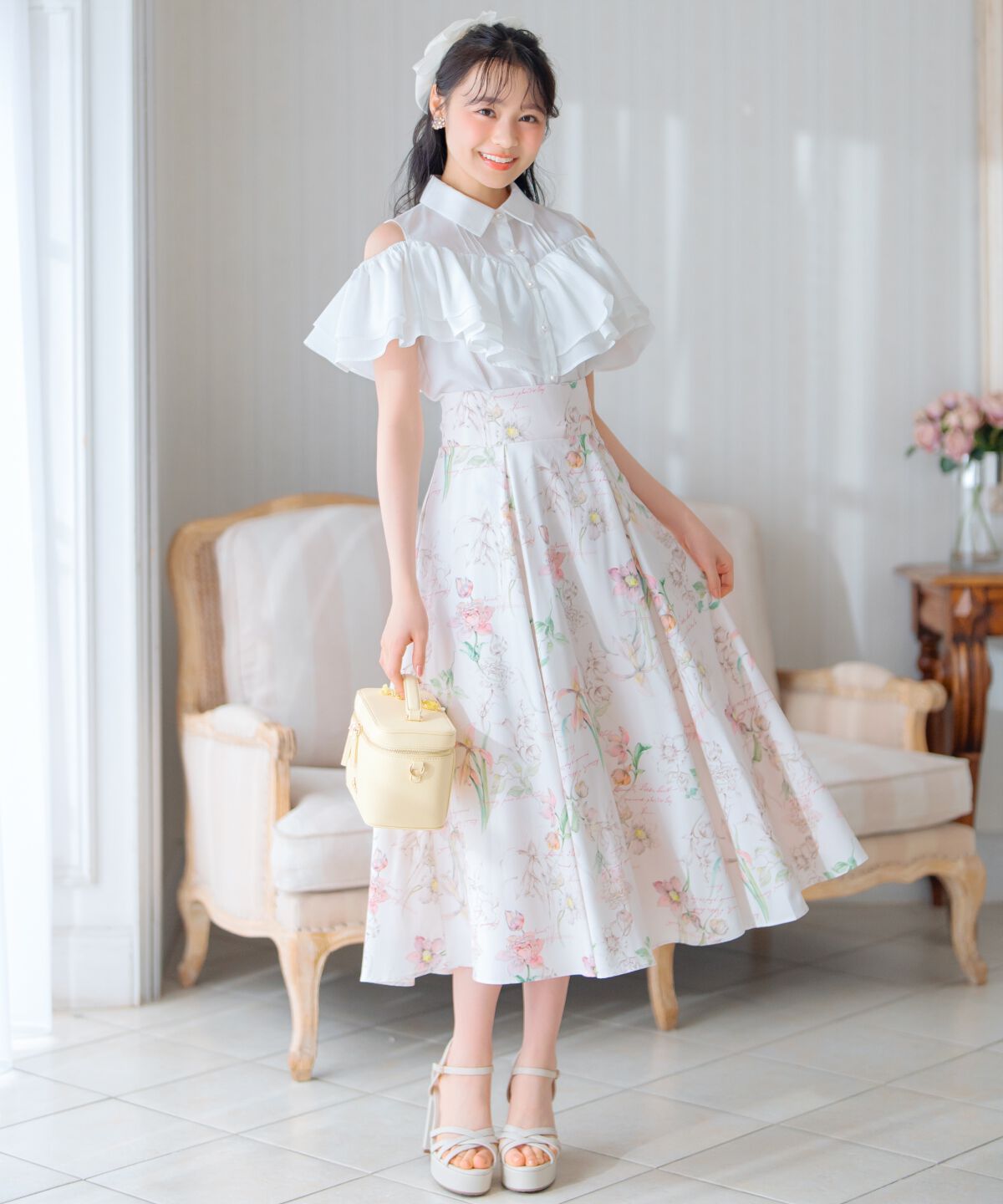 WILLSELECTION「ボタニカルフラワータックフレアスカート」|フレア|