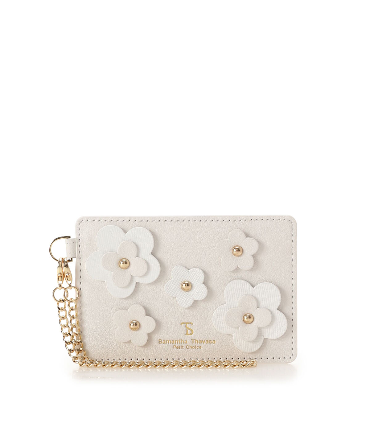 Samantha Thavasa Petit Choice「フラワーパッチ パスケース」|定期入れ|ホワイト