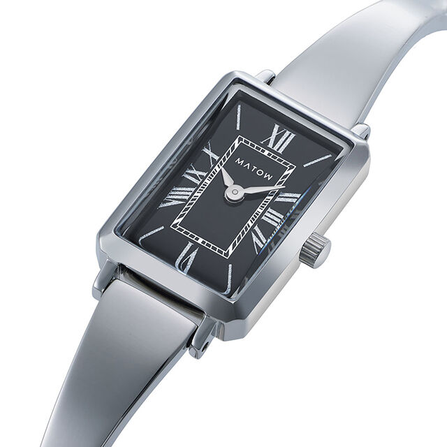 MATOW「〈MATOW (マトウ)〉Tsuki 月華 ｽｸｴｱ ｼﾙﾊﾞｰ ﾌﾞﾗｯｸ」|腕時計|
