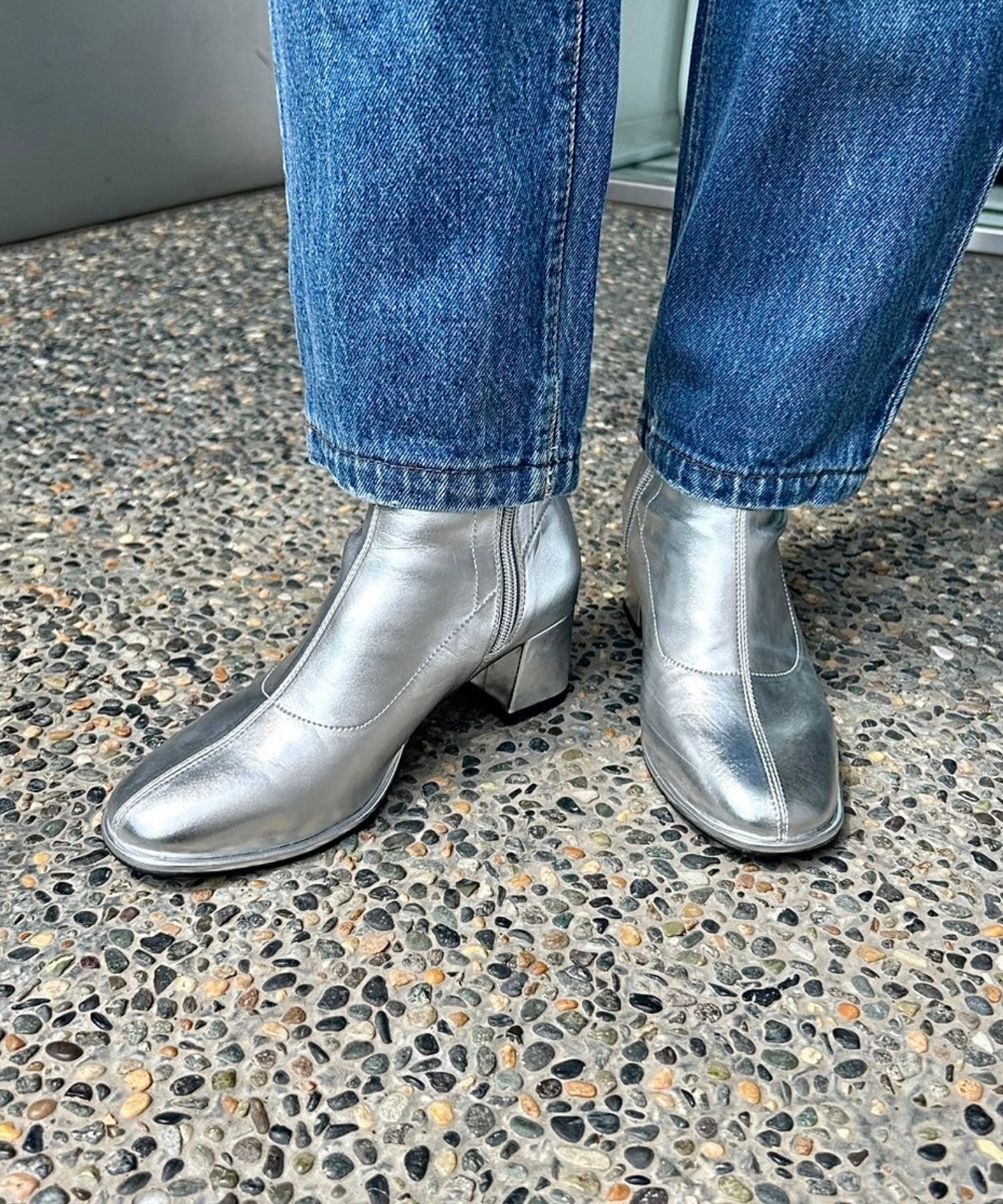 ORiental TRaffic「ラウンドトゥストレッチブーツ/31425」|ショートブーツ|SILVER