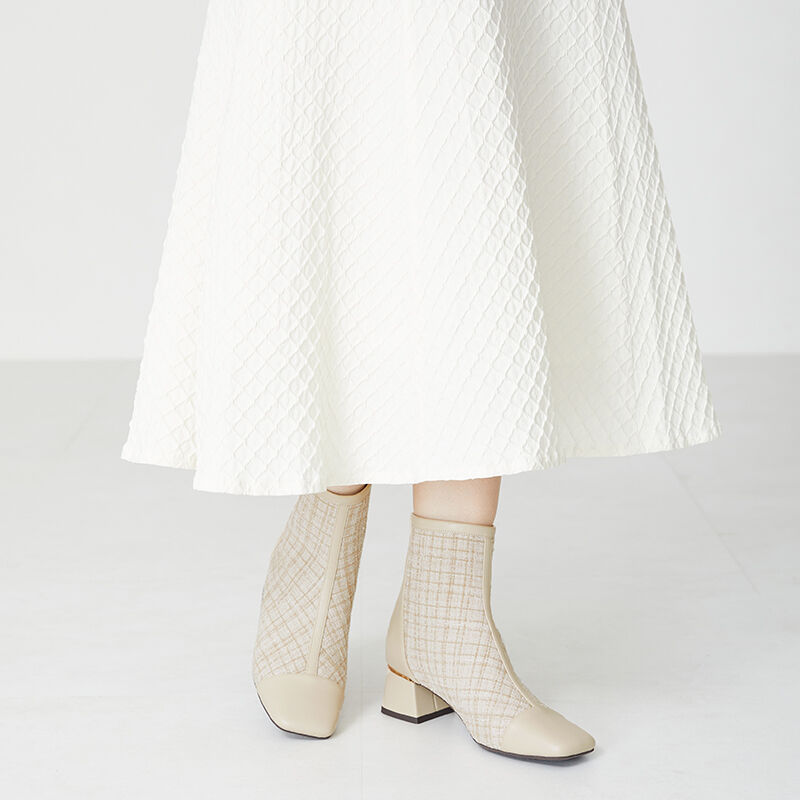 ORiental TRaffic「ツイード 切替 ブーツ /31427 ショートブーツ」|ショートブーツ|BEIGE