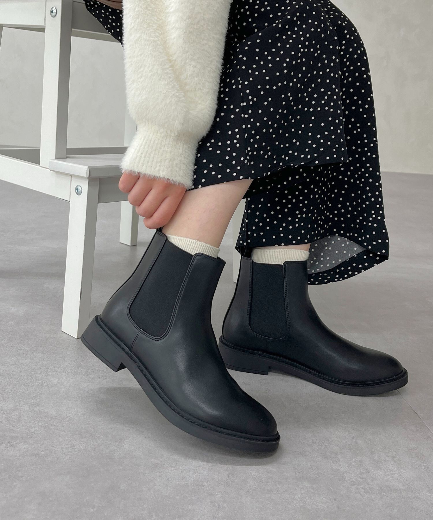 WA Oriental TRaffic「フラット サイドゴア ショートブーツ /32403 ヒール3.5ｃｍ」|ショートブーツ|BLACK