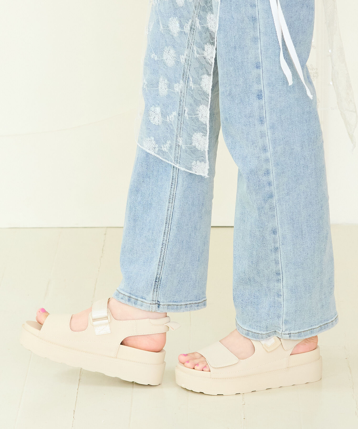 ORiental TRaffic「【アウトレット価格】ダブルベルトベルクロ厚底サンダル/41238」|サンダル|