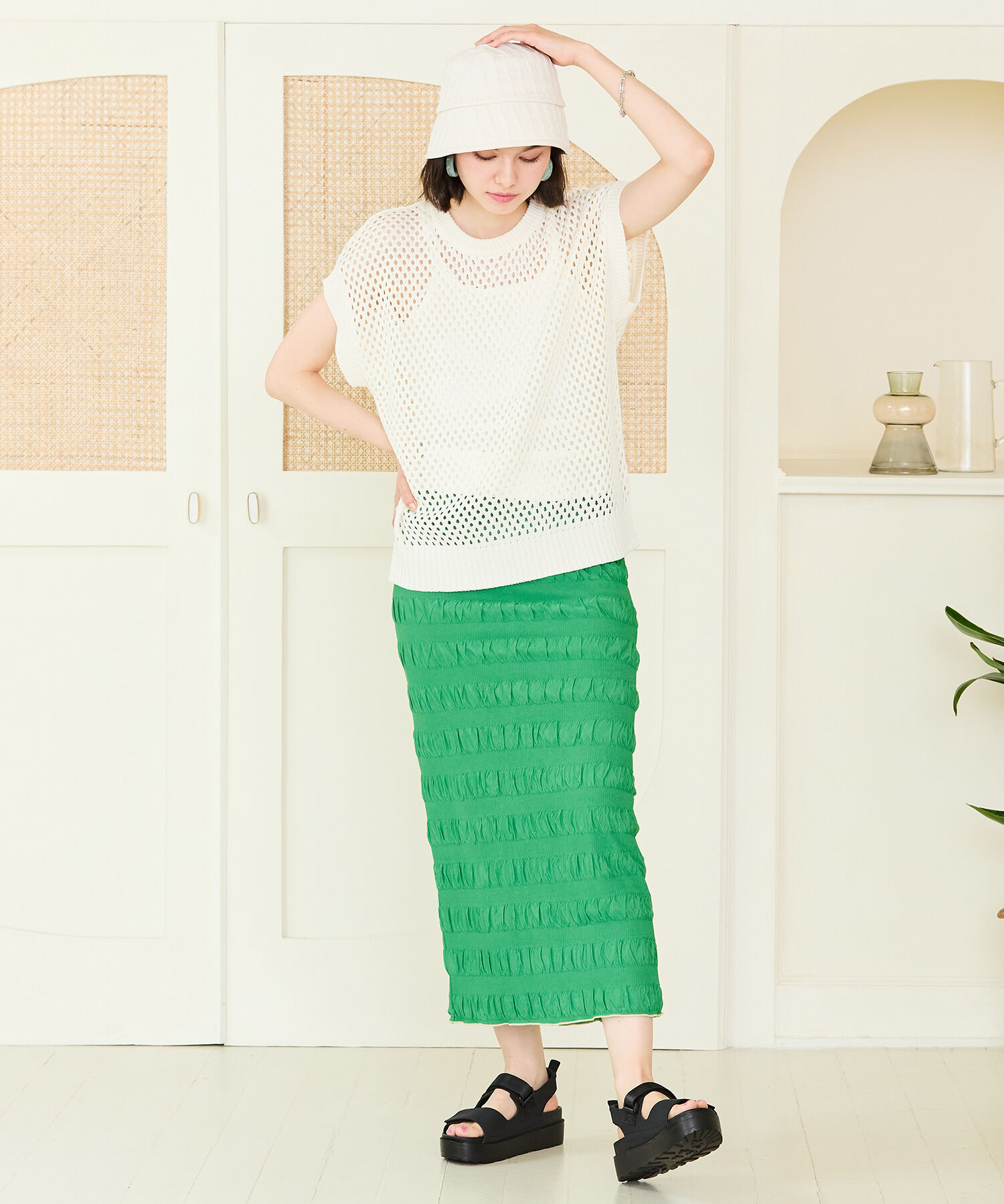 ORiental TRaffic「【アウトレット価格】ダブルベルトベルクロ厚底サンダル/41238」|サンダル|