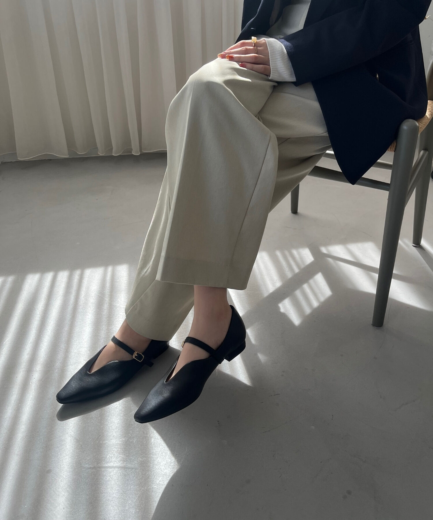 ORiental TRaffic「【WEB限定】ベルト デザイン フラットパンプス /45302  ベーシック  シンプル ストラップパンプス」|パンプス|