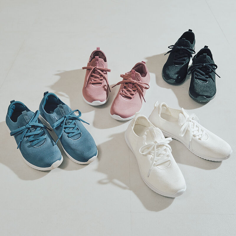 ORiental TRaffic「●2025春夏新作●レースアップ ニット スニーカー /OT3765  トレンド　人気  軽い ワンタッチ」|スニーカー|BLACK