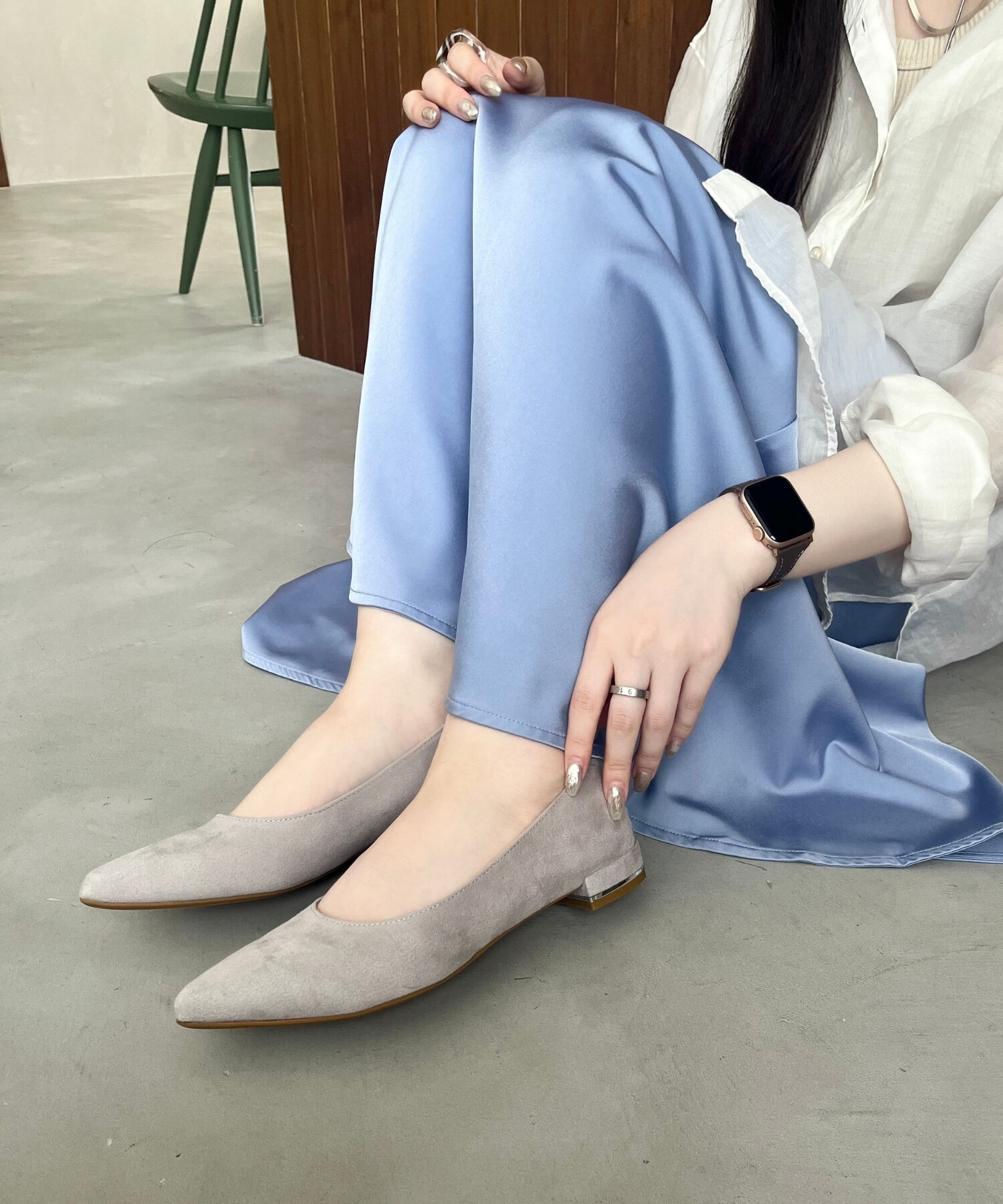 ORiental TRaffic「【跳べるパンプス/シリーズ累計１５０万足突破】メタリックライン フラット /R-3218 パンプス クッション」|パンプス|GREY