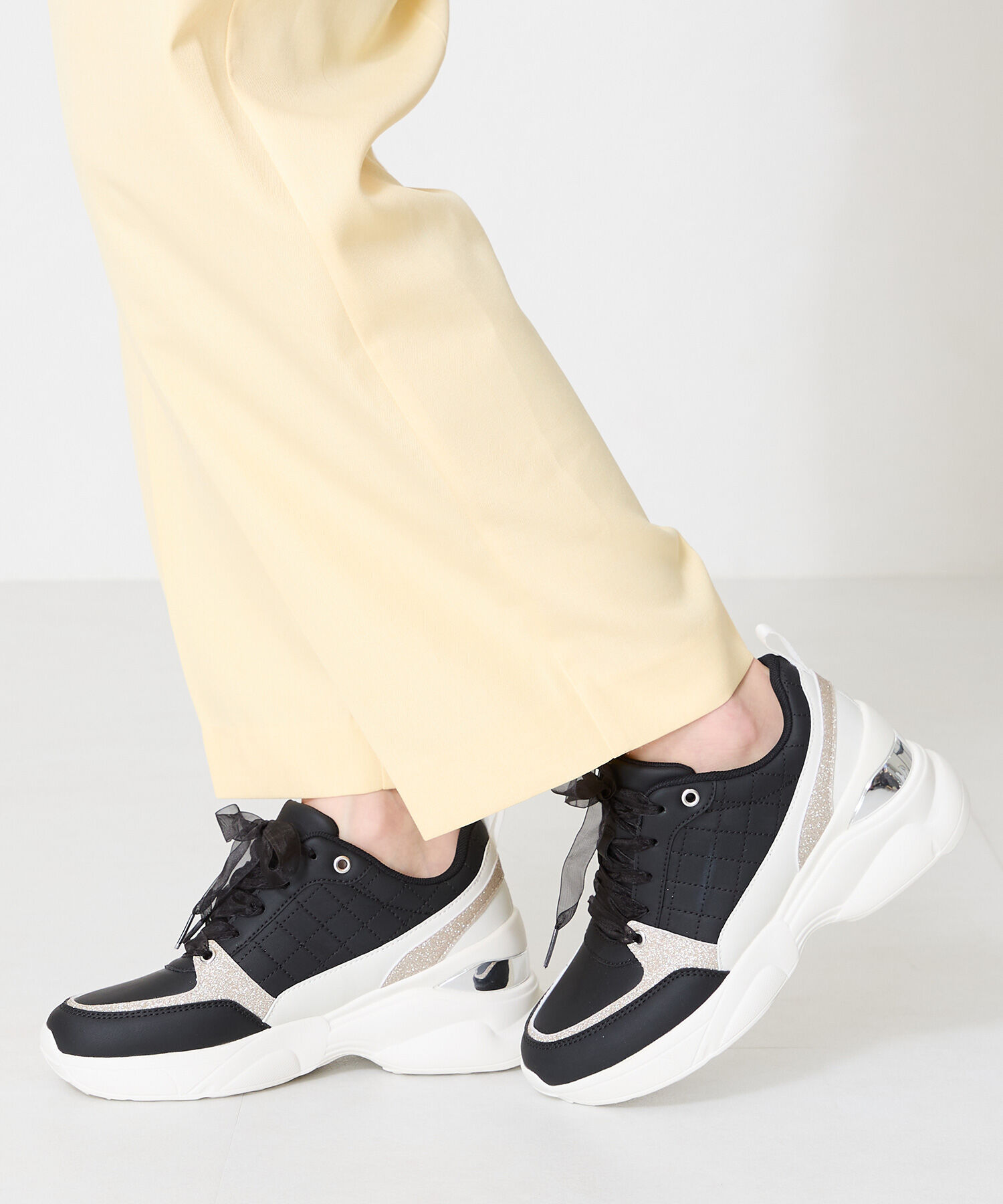 ORiental TRaffic「ヒールアップメタリックパーツスニーカー/OT3761 スニーカー 人気 トレンド」|スニーカー|BLACK