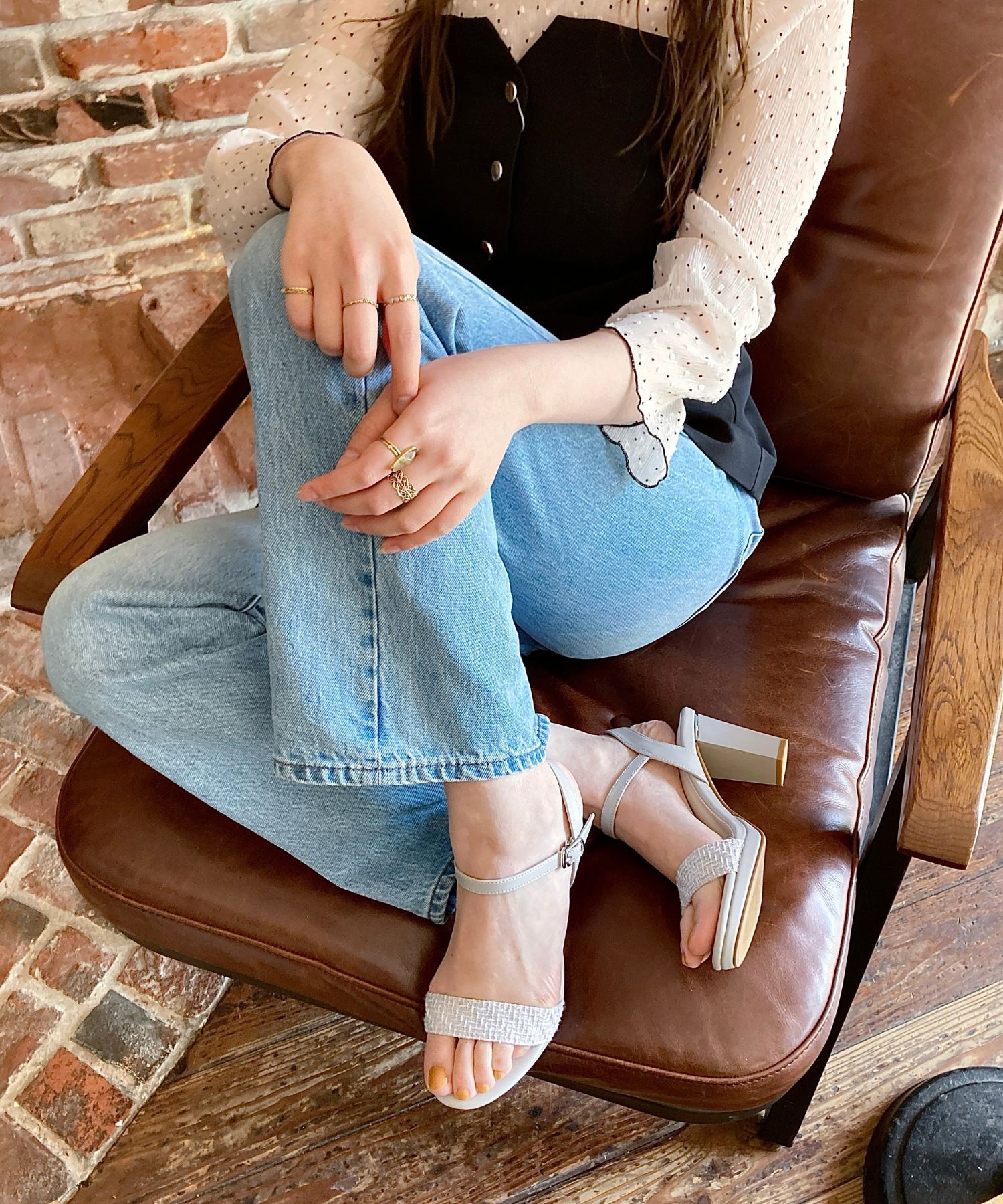 ORiental TRaffic「●2025春夏新作●ラウンドトゥラインヒールサンダル/51208 サンダル トレンド 人気」|サンダル|