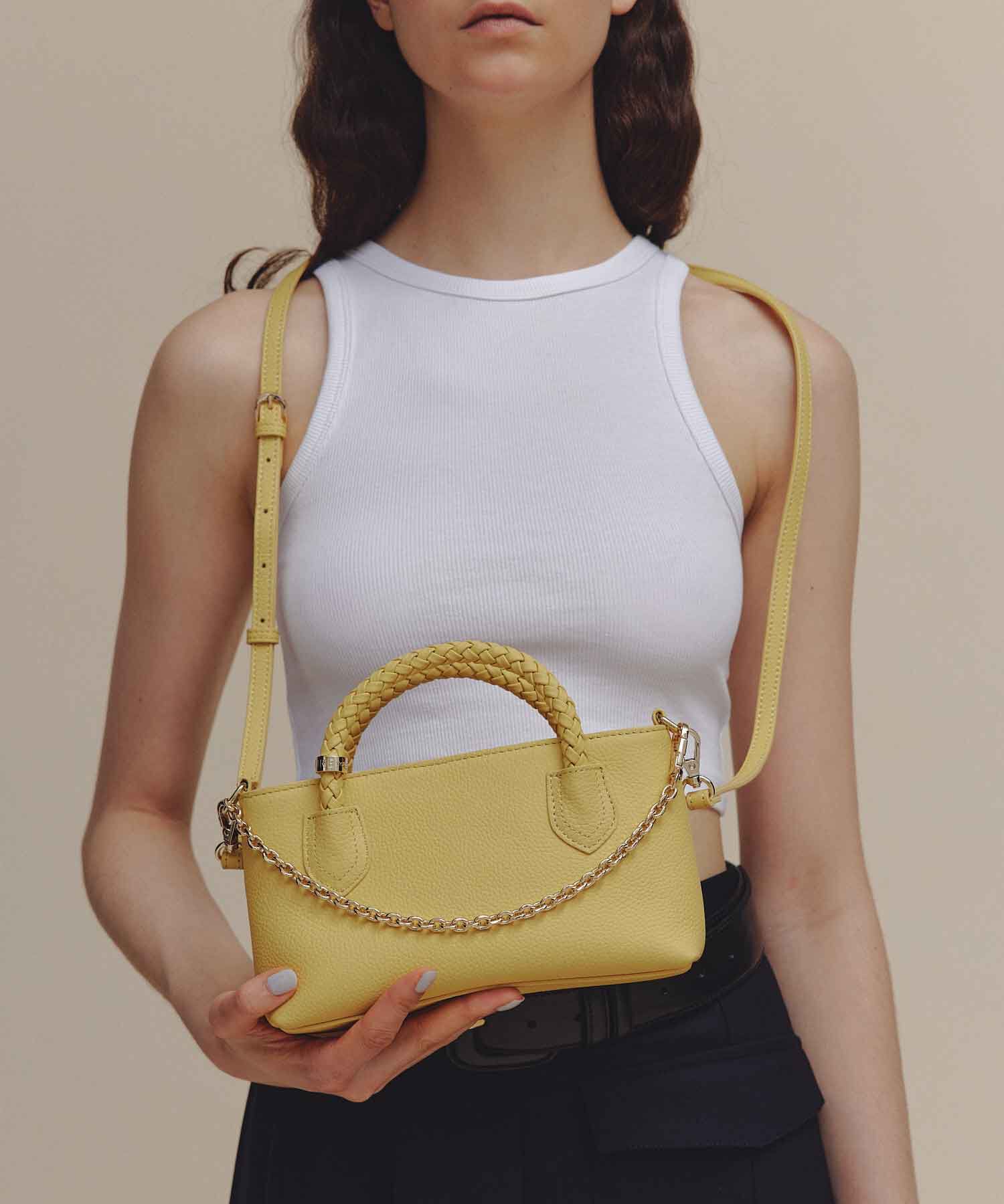 TOPKAPI TREASURE「【TREASURE TOPKAPI】シュリンクレザー メッシュハンドル ウォレット スマホ ショルダー トート バッグ」|トートバッグ|イエロー