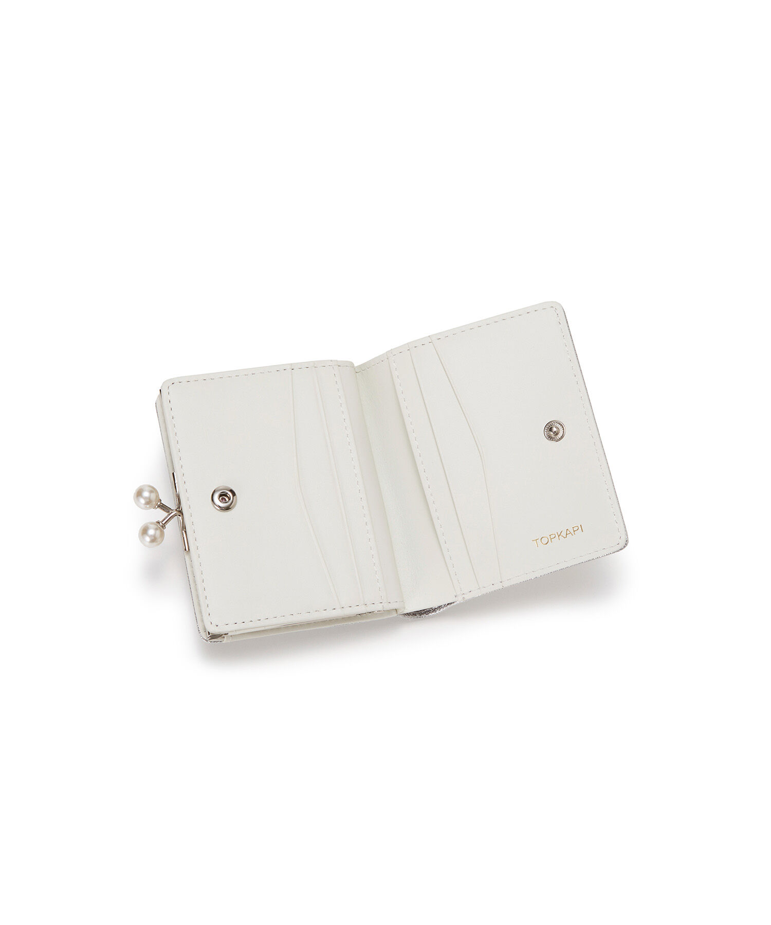 TOPKAPI 「【TOPKAPI】シュリンクレザー パール がま口 二つ折り 財布」|財布|