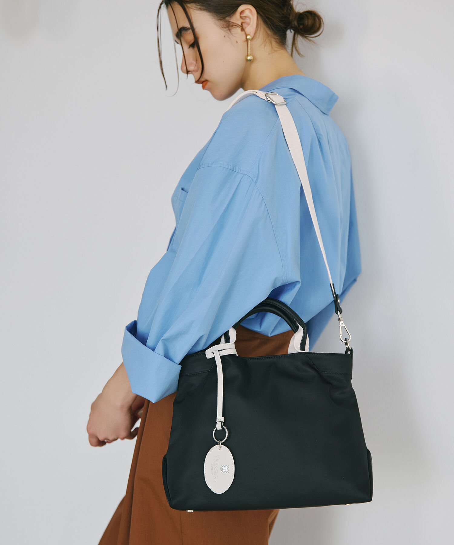 TOPKAPI BREATH「【TREASURE TOPKAPI】ストライプハンドル ナイロン 2way ミニ トートバッグ」|ショルダー・メッセンジャー|