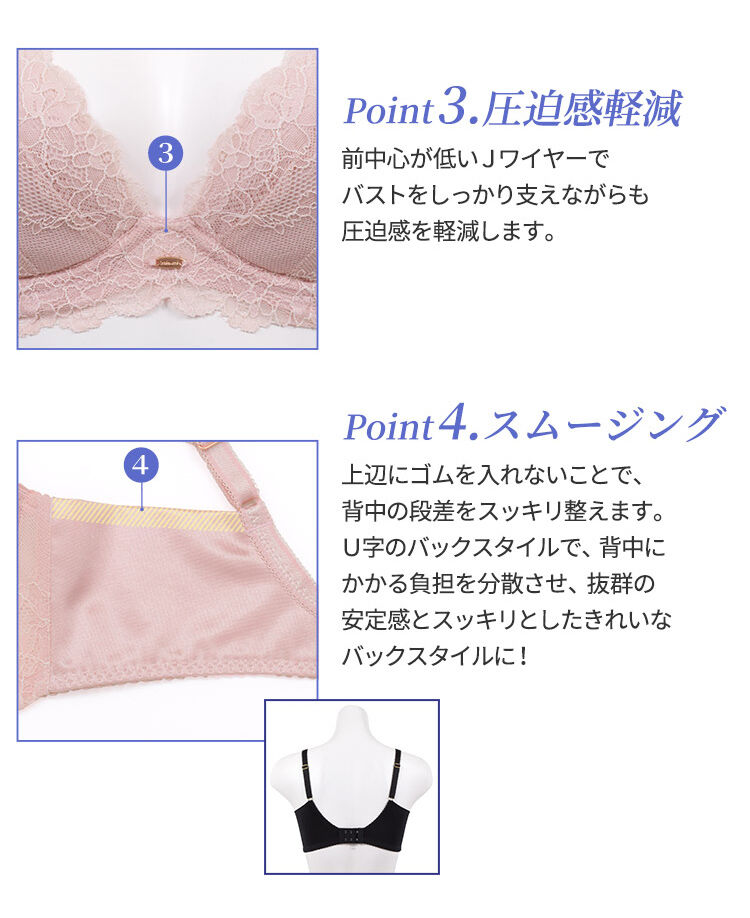 intesucre「アンテシュクレ ナイス谷間 立体感プラス ブラジャー単品 脇高ブラ GHIIカップ IBT362」|インナー|