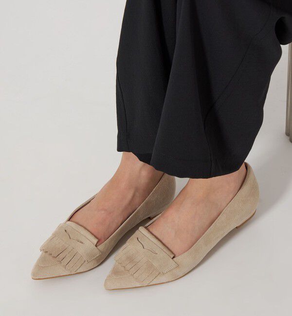 UNITED ARROWS green label relaxing「【WEB限定】ポインテッド キルト フラットシューズ（1.5cmヒール) -撥水-」|パンプス|