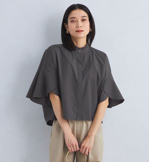 UNITED ARROWS green label relaxing「フレアスリーブ クロップド シャツ -マシンウォッシャブル・UVカット-」|シャツ・ブラウス|DK.GRAY