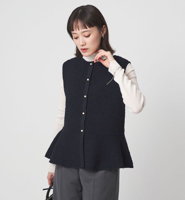 UNITED ARROWS green label relaxing「パイピング ペプラム ニット ジレ」|ベスト・ジレ|