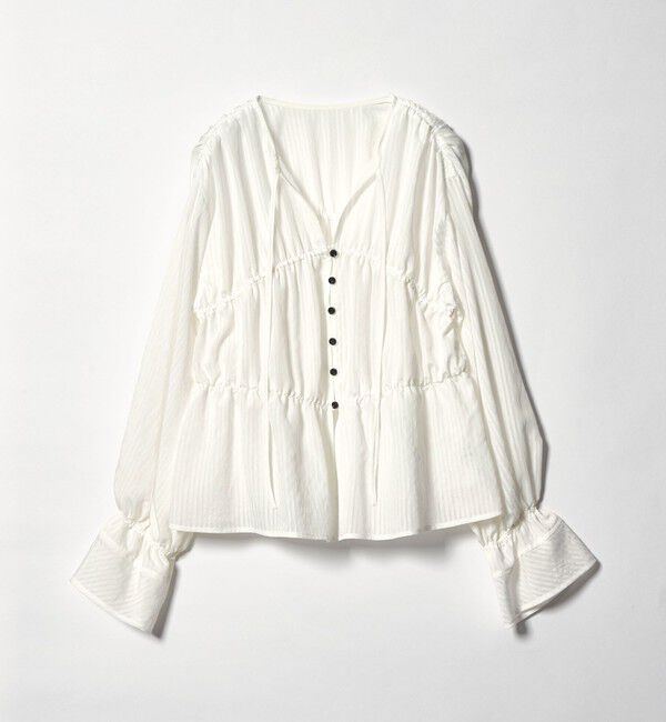 EMMEL REFINES「＜EMMEL REFINES＞EM ストライプ ギャザー ブラウス」|シャツ・ブラウス|
