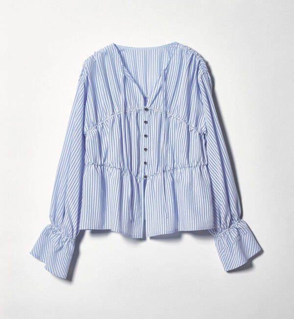 EMMEL REFINES「＜EMMEL REFINES＞EM ストライプ ギャザー ブラウス」|シャツ・ブラウス|