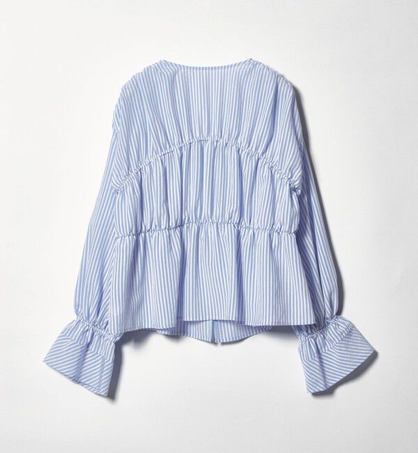 EMMEL REFINES「＜EMMEL REFINES＞EM ストライプ ギャザー ブラウス」|シャツ・ブラウス|