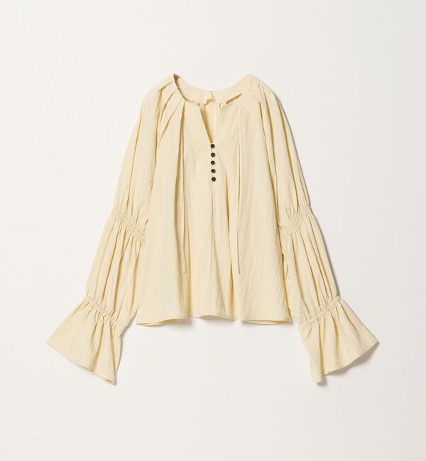 EMMEL REFINES「＜EMMEL REFINES＞EM フロントボタン ソデシャーリング ブラウス」|シャツ・ブラウス|