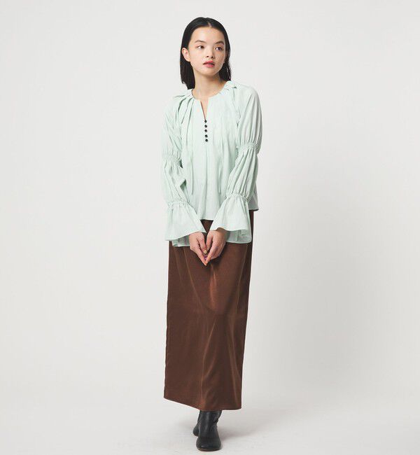 EMMEL REFINES「＜EMMEL REFINES＞EM フロントボタン ソデシャーリング ブラウス」|シャツ・ブラウス|