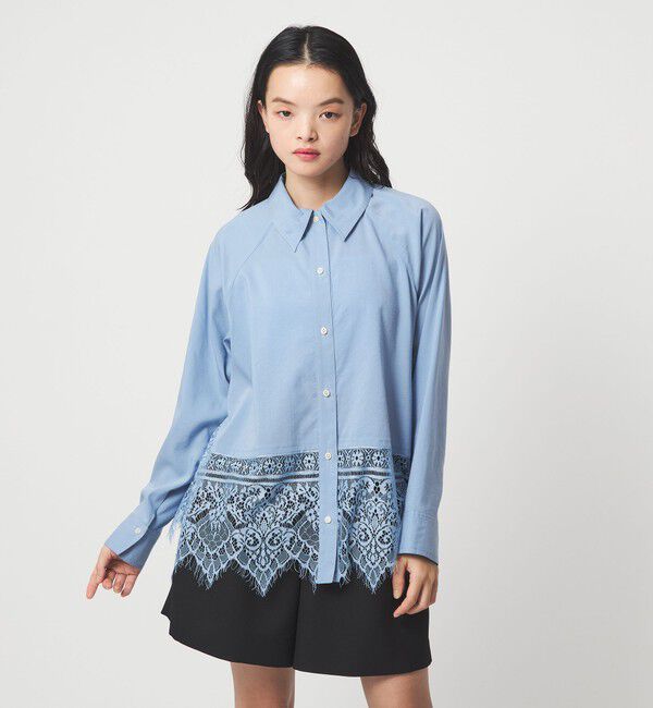 EMMEL REFINES「＜EMMEL REFINES＞EM レース レイヤー シャツ」|シャツ・ブラウス|LT.BLUE