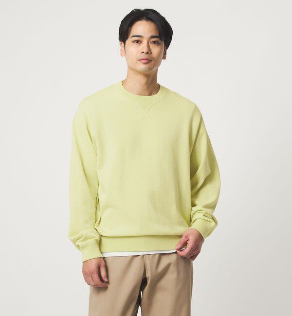 UNITED ARROWS green label relaxing「コットン シルク ミックス インレイ クルーネック ニット」|ニット・セーター|LIME