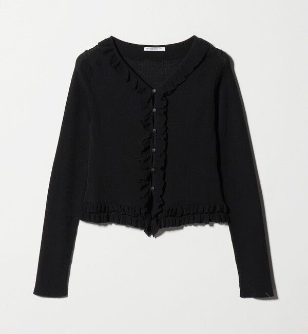 BEAUTY&YOUTH UNITED ARROWS「フリル フロントボタン カーディガン ウォッシャブル」|カーディガン|BLACK