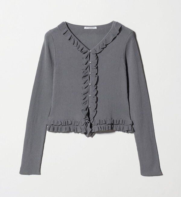 BEAUTY&YOUTH UNITED ARROWS「フリル フロントボタン カーディガン ウォッシャブル」|カーディガン|MD.GRAY