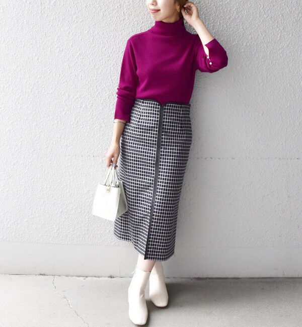 SHIPS any「SHIPS any:〈ウォッシャブル〉チェック スティック ミディ スカート」|タイト|