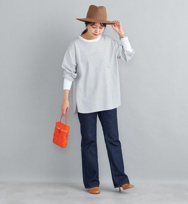 SHIPS for women「ロング リブ スリーブ カットソー  ボーダー / ソリッド」|Tシャツ・カットソー|