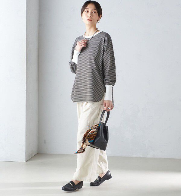 SHIPS for women「ロング リブ スリーブ カットソー  ボーダー / ソリッド」|Tシャツ・カットソー|