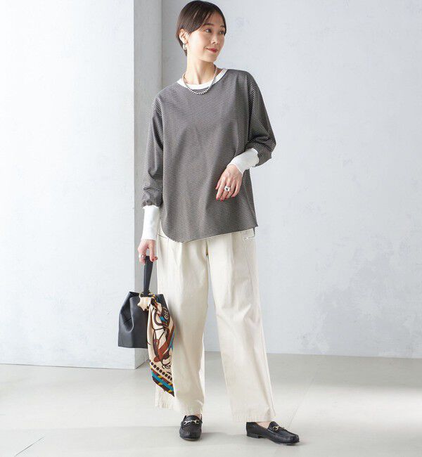 SHIPS for women「ロング リブ スリーブ カットソー  ボーダー / ソリッド」|Tシャツ・カットソー|