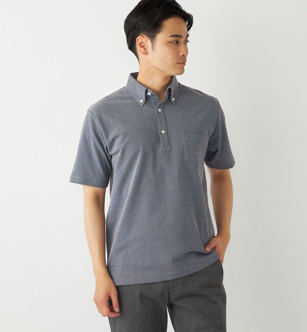 SHIPS Colors 「SHIPS Colors: 〈吸水速乾〉カノコ ボタンダウン 半袖 ポロシャツ」|ポロシャツ|コバルトブルー