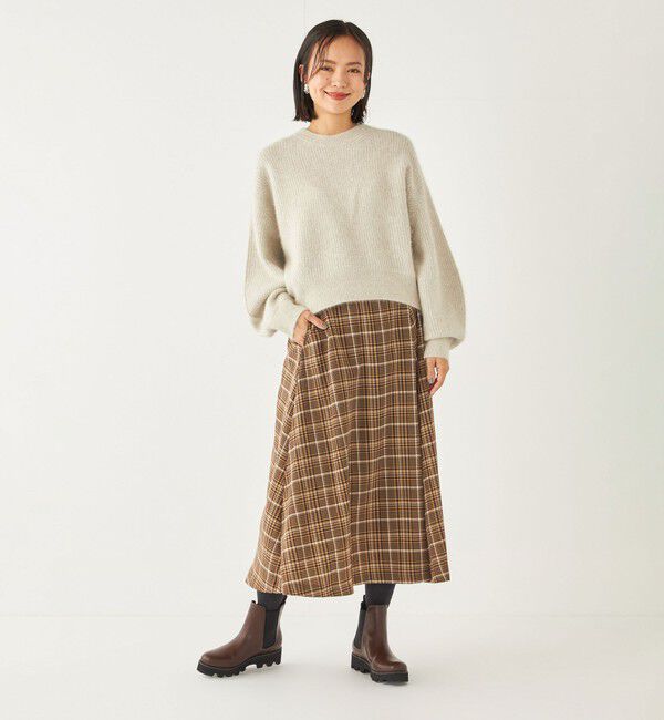 SHIPS Colors 「SHIPS Colors:〈洗濯機可能〉チェック プリント アシンメトリー フレア スカート」|フレア|