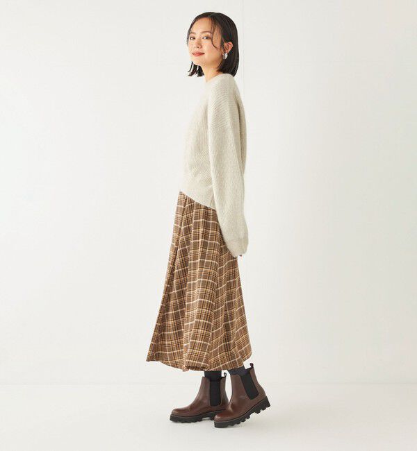 SHIPS Colors 「SHIPS Colors:〈洗濯機可能〉チェック プリント アシンメトリー フレア スカート」|フレア|