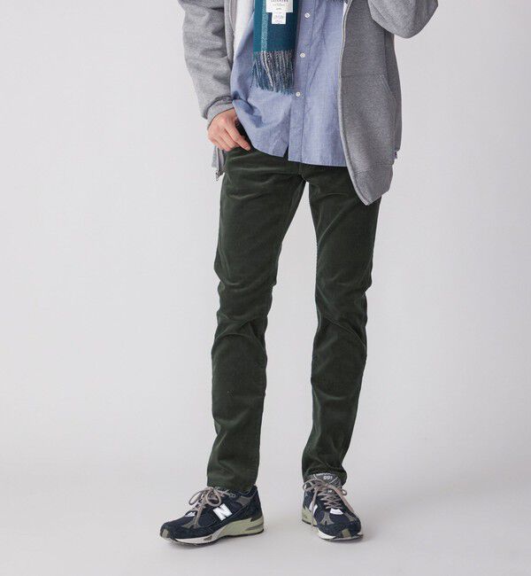 SHIPS「SHIPS: KAKEGAWA コーデュロイ 5ポケット スリム パンツ」|チノ|オリーブ