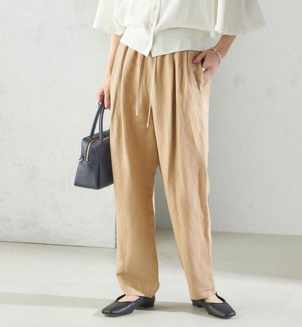 SHIPS for women「SHIPS Primary Navy Label:麻 レーヨン イージー パンツ」|その他|ベージュ