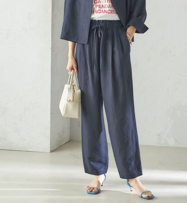 SHIPS for women「SHIPS Primary Navy Label:麻 レーヨン イージー パンツ」|その他|ネイビー