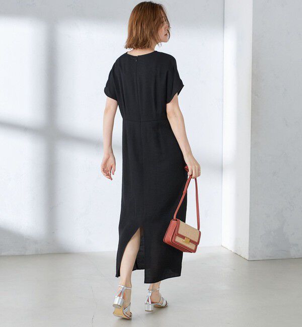 SHIPS for women「〈手洗い可能〉麻混 ノットディテール フレンチスリーブ ワンピース」|ワンピース|