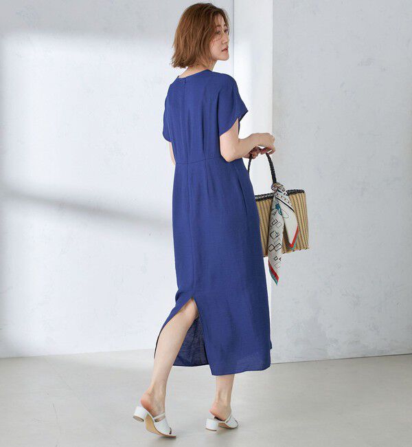 SHIPS for women「〈手洗い可能〉麻混 ノットディテール フレンチスリーブ ワンピース」|ワンピース|