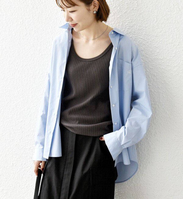 SHIPS any「《一部追加予約》SHIPS any:〈洗濯機可能〉REPREVE レギュラーカラー ルーズ ポケット シャツ」|シャツ・ブラウス|ライトブルー